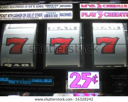 winning red sevens on a casino slot machine