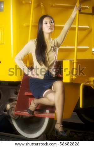 an Asian woman on an industrial location