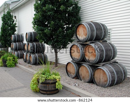 Wine barrel for ice wine in Niagara, Canada