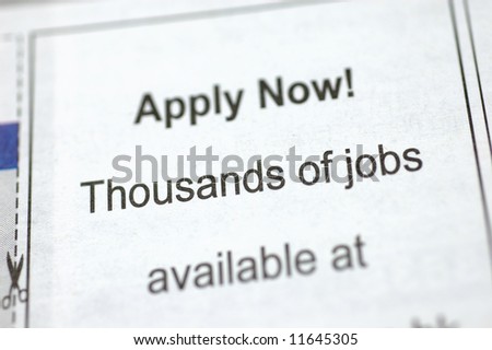 Newspaper employment ad - Apply Now! Thousands of jobs available
