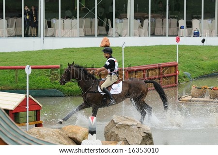 HONG KONG - AUGUST 11: Nicholson Andrew of New Zealand participates in Eventing Cross-Country, Olympic Equestrian Events August 11, 2008 in Hong Kong, China
