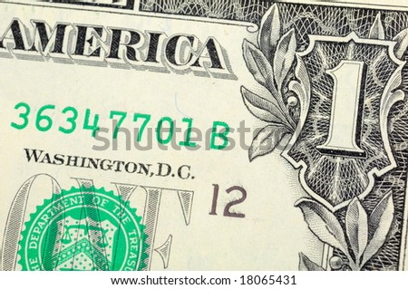 Close up of US one dollar bill