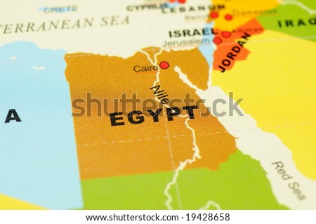 Close up of Egypt on map