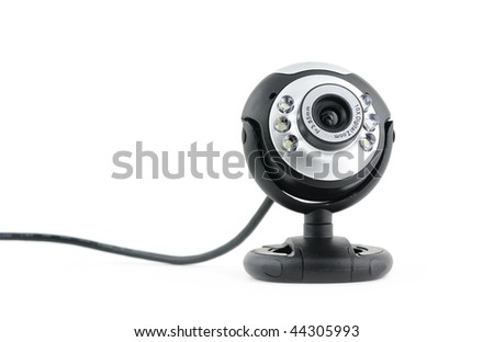 Close up of web cam in isolated white background