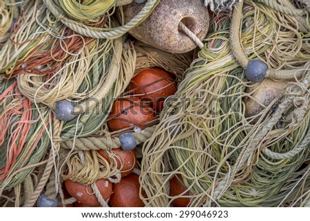 Fishing net in the port of a Ligurian fishing village