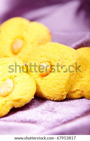 Cookies on purple silk