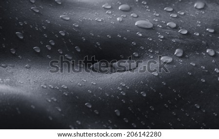 Bodyscape of a nude woman with wet stomach and back lighting in artistic conversion