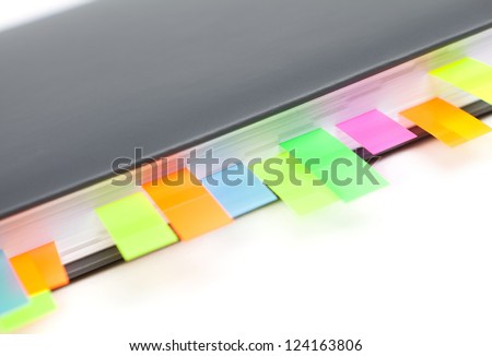 Diary with a colored tabs, isolated on white