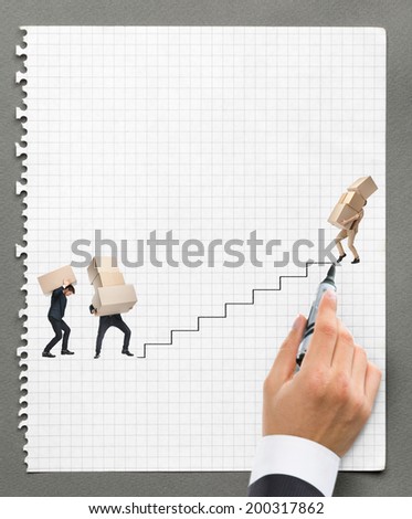Manager draws the schedule of delivery of goods, white background