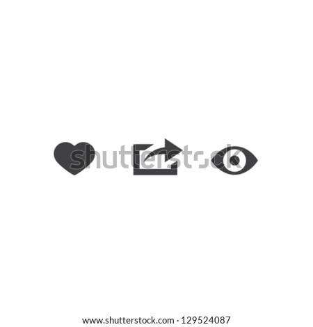 Like Share View Icon Vector Set