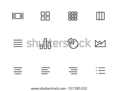 Rounded Thin Icon Set 01 - Cover, Icons, Small, List, Details, Copy, Graph, Chart, Pie chart, Align, Bullet list