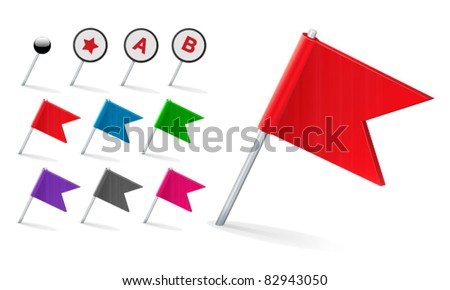 Vector Flag Pin Icon Set