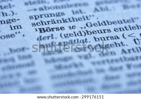Extreme close up of stock exchange dictionary in newspaper