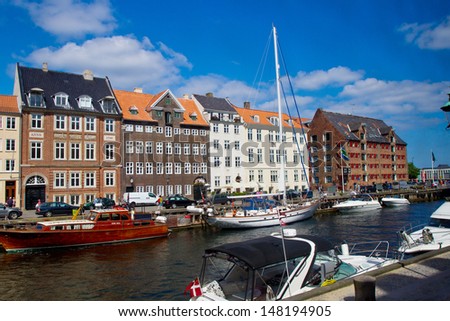 Nyhavn in Copenhagen, Denmark - one of the most popular tourist places of the Danish capital.