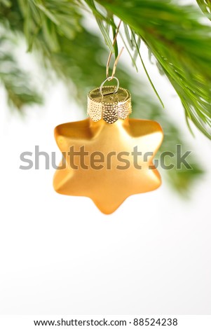 christmas tree; branches of fir with christmas bauble