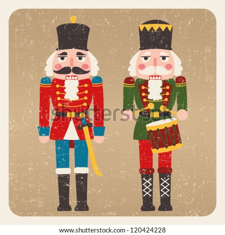 Two grunge colored nutcrackers