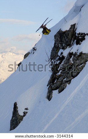 Backcountry freestyle in Krasnaya Polyana. Sochi - capital of Winter Olympic Games 2014. Russia.
