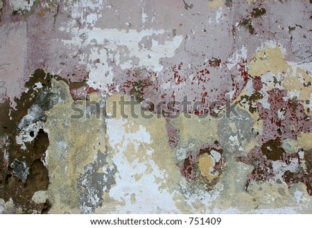 Textures of rocks and paint in old buildings.