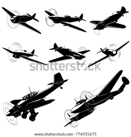 Airplanes Silhouette Front View Vector Free | 123Freevectors