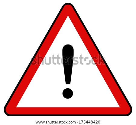 Rounded Triangle Shape Hazard Warning Sign With Exclamation Mark Symbol ...