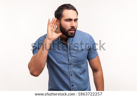 Similar – Image, Stock Photo Latin man listening to music with earphones.