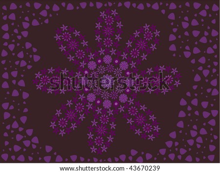 Purple flower made of flowers on a deep purple background with lilac petals