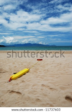 Lifeguard rescue buoy on a beach