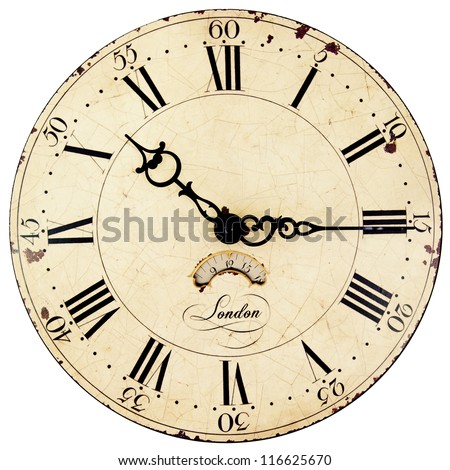 Old Antique Wall Clock Isolated On White Stock Photo 116625670 ...