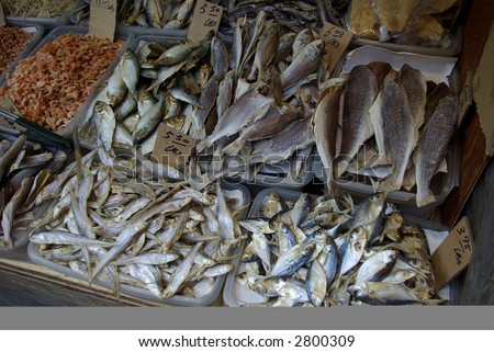 Dry fish for sale in Chinatown, New York City