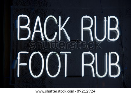Back rub, foot rub neon sign