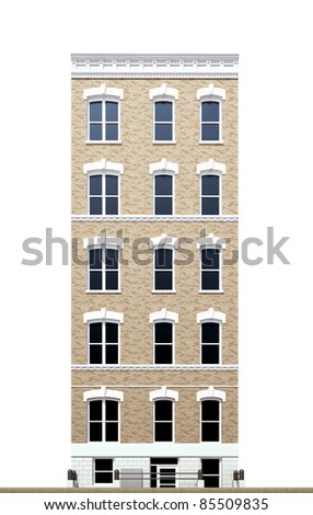 building viewed from front elevation on white background