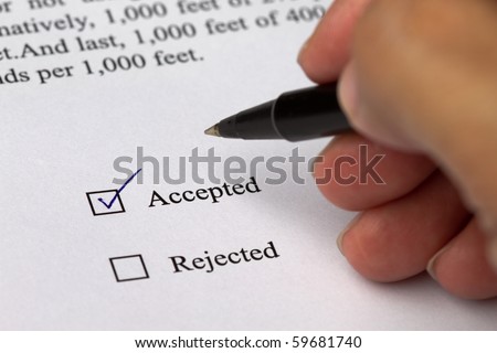 Business document with 2 check boxes, Accepted box was checked.