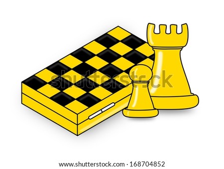 Chess, two pieces and chessboard as an illustration