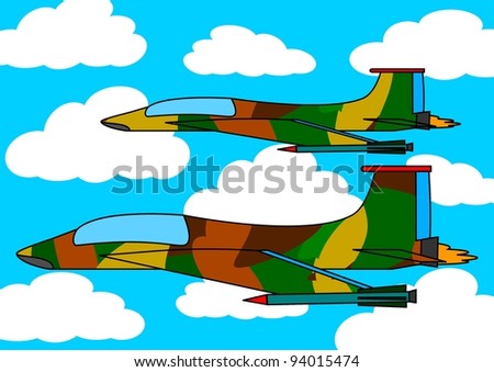 Two masked fighter aircraft as an illustration