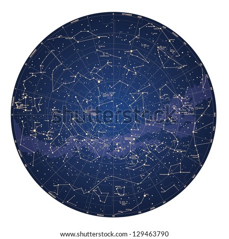 High Detailed Sky Map Of Southern Hemisphere With Names Of Stars And ...