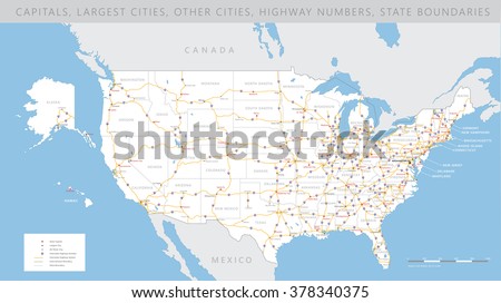 High detailed USA interstate road map vector 