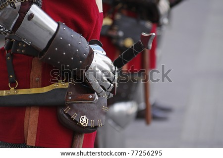 Gloves and weapons of a knight