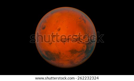 3d Mars Render On Black Background. Nasa Texture Maps Used To Create ...