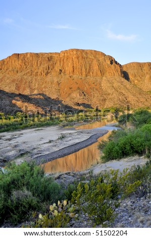 Big Bend Ranch State Park, Rio Grande, Texas Along The US/Mexican Border Vertical with Copy Space.