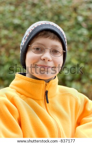 Photo of Boy in Ski Hat and Fleece Pullover isolated on white background