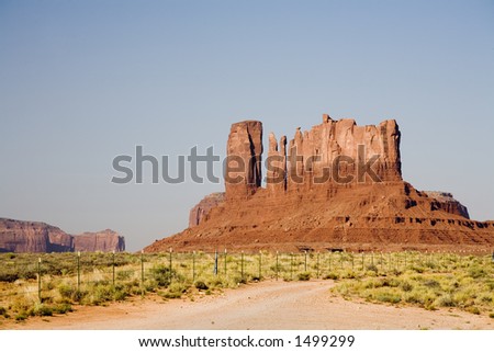 Photograph of Monument Valley right after sunrise.