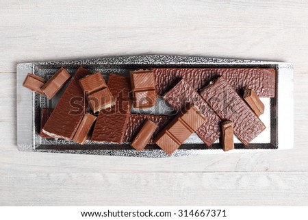 Chocolate Bar and Chocolate Wafer on tray
