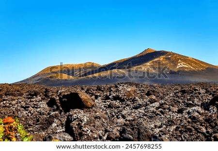 Similar – Image, Stock Photo Landscape in Timanfaya National Park. Lanzarote. Canary Islands. Spain.