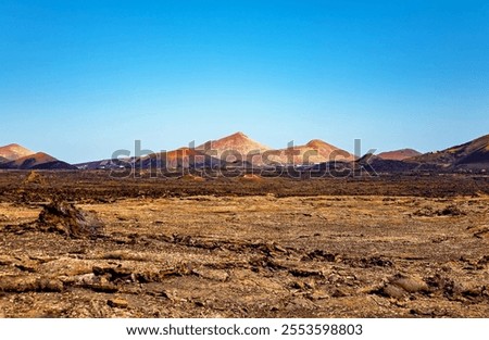 Similar – Image, Stock Photo Landscape in Timanfaya National Park. Lanzarote. Canary Islands. Spain.