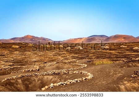 Similar – Image, Stock Photo Landscape in Timanfaya National Park. Lanzarote. Canary Islands. Spain.