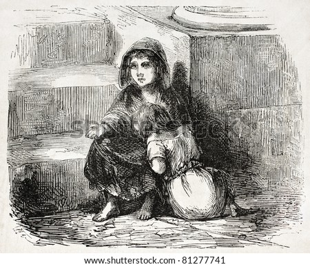 Old Illustration Of Two Young Beggars. Created By Job, Published On L ...