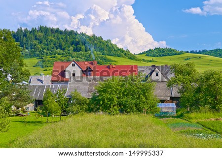 Country houses in the Pieniny mountains near the Poland and Slovakia border.