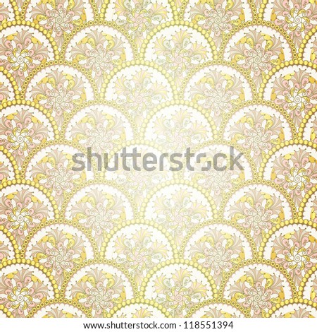 Golden vintage seamless pattern with circles