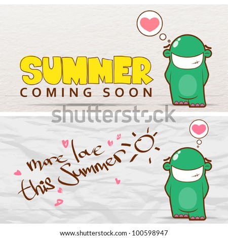 Summer vector card with funny cartoon alien.