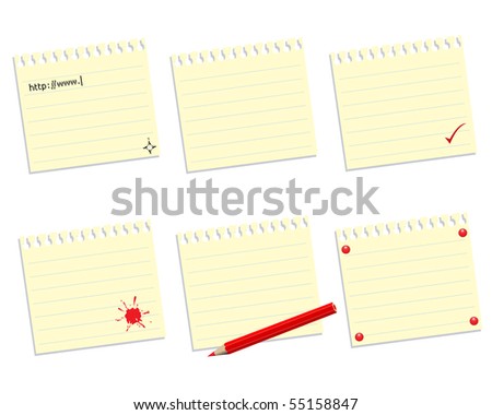 Set of paper sheets on a white background